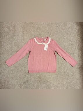 NWT Girls’ Gymboree Blush Pink Sweater with Scalloped White Collar Size 7